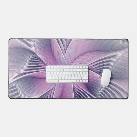 Hübsche rosa Blume Moderne Abstrakte Fraktal Kunst Schreibtischunterlage (Tastatur & Maus)