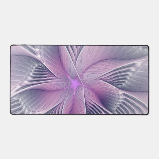 Hübsche rosa Blume Moderne Abstrakte Fraktal Kunst Schreibtischunterlage (Vorderseite)