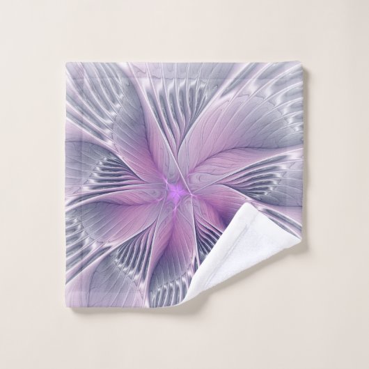 Hübsche rosa Blume Moderne Abstrakte Fraktal Kunst Waschlappen (Waschlappen)
