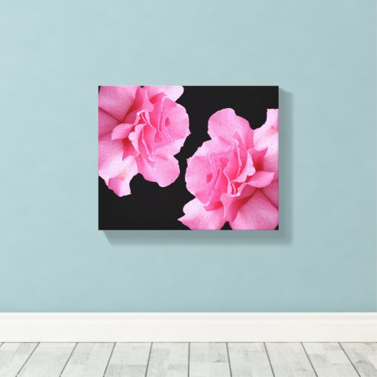 Hübsche Rosa-Blume Moderne minimalistische Blumen Leinwanddruck (Insitu (Holzboden))