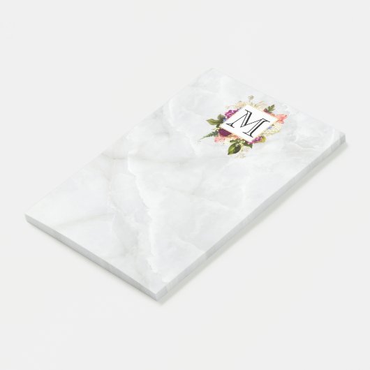 Hübsche rosa Blume Monogramm Letter Post-it Klebezettel (angewinkelt)