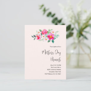 Hübsche Rosa Blume Muttertagsbrunch Einladungspostkarte