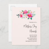 Hübsche Rosa Blume Muttertagsbrunch Einladungspostkarte (Vorne/Hinten)