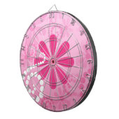 Hübsche rosa Blume Niedlich Retro Daisy Muster Dartscheibe (Vorderseite rechts)