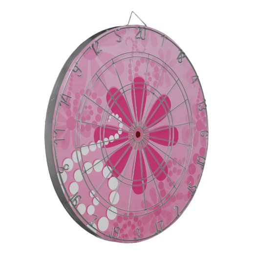 Hübsche rosa Blume Niedlich Retro Daisy Muster Dartscheibe (Vorderseite Links)