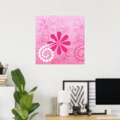 Hübsche rosa Blume Niedlich Retro Daisy Muster Poster (Heimbüro)