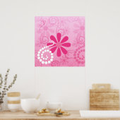 Hübsche rosa Blume Niedlich Retro Daisy Muster Poster (Küche)