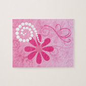 Hübsche rosa Blume Niedlich Retro Daisy Muster Puzzle (Horizontal)
