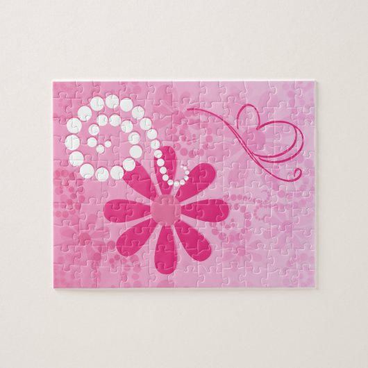 Hübsche rosa Blume Niedlich Retro Daisy Muster Puzzle (Horizontal)