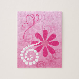 Hübsche rosa Blume Niedlich Retro Daisy Muster Puzzle