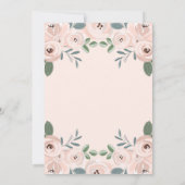 Hübsche Rosa Blume und Goldkreuz | Taufe Einladung (Rückseite)