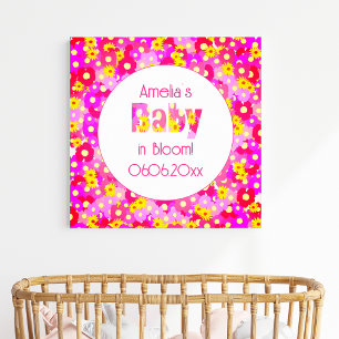 Hübsche rosa Blumen-Baby-Shower-Einladung Poster