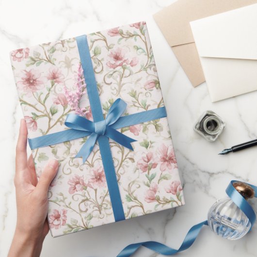 Hübsche rosa Blumen Brautparty Geschenkpapier (Schenken)
