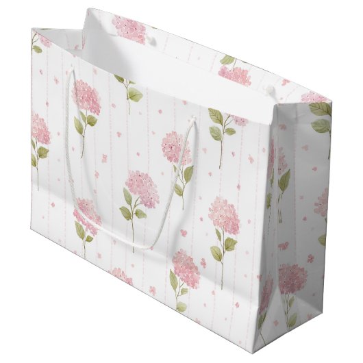 Hübsche rosa Blumen-Brautparty Große Geschenktüte (Vorderseite Schrägansicht)