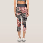 Hübsche rosa Blumen Capri Leggings (Rückseite)