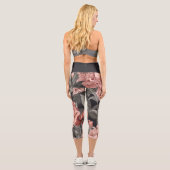 Hübsche rosa Blumen Capri Leggings (Rückseite)