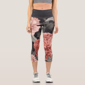 Hübsche rosa Blumen Capri Leggings (Vorderseite)