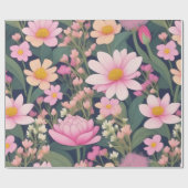 Hübsche rosa Blumen Geschenkpapier (Flach)