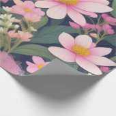 Hübsche rosa Blumen Geschenkpapier (Ecke)