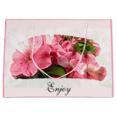 Hübsche rosa Blumen-Geschenktasche Große Geschenktüte (Vorderseite)
