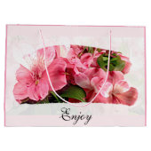 Hübsche rosa Blumen-Geschenktasche Große Geschenktüte (Rückseite)