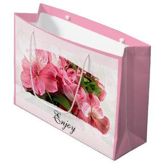Hübsche rosa Blumen-Geschenktasche Große Geschenktüte