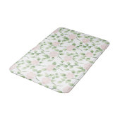 Hübsche rosa Blumen grüne Blätter   Badematte (Schrägansicht)