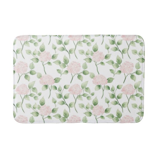 Hübsche rosa Blumen grüne Blätter   Badematte (Vorderseite)