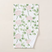 Hübsche rosa Blumen grüne Blätter Badhandtuch Set (Handtuch)