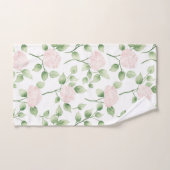 Hübsche rosa Blumen grüne Blätter Badhandtuch Set (Handtuch)