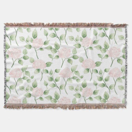 Hübsche rosa Blumen grüne Blätter Decke (Vorderseite)
