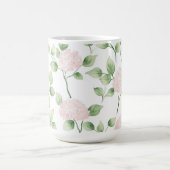 Hübsche rosa Blumen grüne Blätter Kaffeetasse (Mittel)