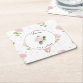 Hübsche rosa Blumen Hochzeit Rechteckiger Pappuntersetzer (angewinkelt)