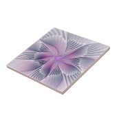 Hübsche rosa Blumen moderne abstrakte Fraktalkunst Fliese (Seite)
