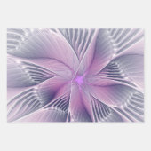 Hübsche rosa Blumen moderne abstrakte Fraktalkunst Geschenkpapier Set (Vorderseite 2)