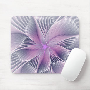 Hübsche rosa Blumen moderne abstrakte Fraktalkunst Mousepad