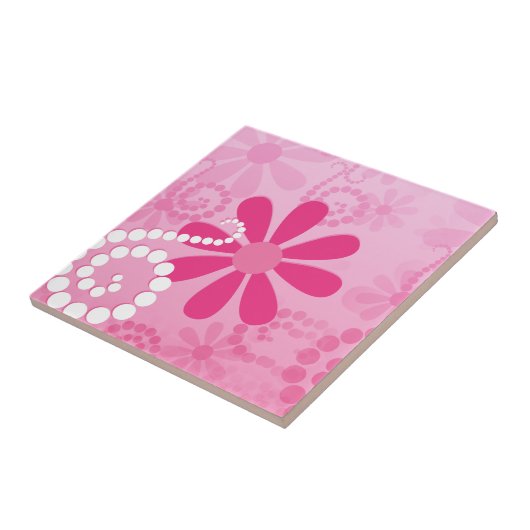Hübsche rosa Blumen-niedliches Retro Fliese (Seite)