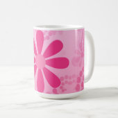 Hübsche rosa Blumen-niedliches Retro Kaffeetasse (VorderseiteRechts)