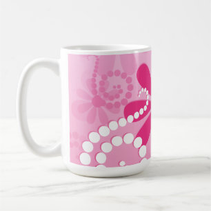 Hübsche rosa Blumen-niedliches Retro Kaffeetasse