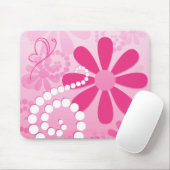 Hübsche rosa Blumen-niedliches Retro Mousepad (Mit Mouse)