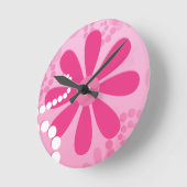 Hübsche rosa Blumen-niedliches Retro Runde Wanduhr (Winkel)