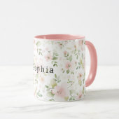 Hübsche rosa Blumen Tasse (VorderseiteRechts)