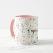 Hübsche rosa Blumen Tasse (Vorderseite Links)