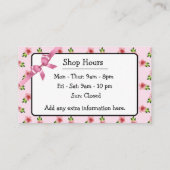 Hübsche rosa Blumen- u. Bogen-Geschäfts-Karte Visitenkarte (Rückseite)