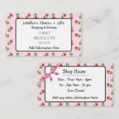 Hübsche rosa Blumen- u. Bogen-Geschäfts-Karte Visitenkarte (Vorne/Hinten)