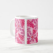 Hübsche rosa Blumen- und Blätter-Abstrakt-Tassen Kaffeetasse (Vorderseite Links)