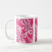 Hübsche rosa Blumen- und Blätter-Abstrakt-Tassen Kaffeetasse (Links)