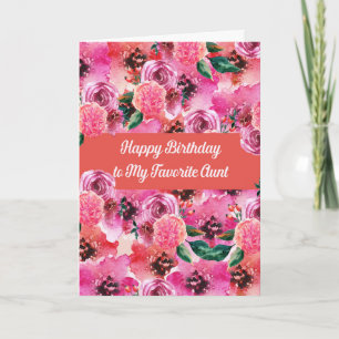 Hübsche rosa Blumen zum Geburtstag der Tante Karte