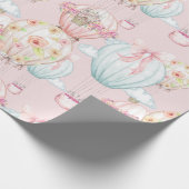Hübsche rosa Blumenchic-Heißluft-Ballone Geschenkpapier (Ecke)