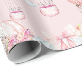 Hübsche rosa Blumenchic-Heißluft-Ballone Geschenkpapier (Rolleneckpunkt)